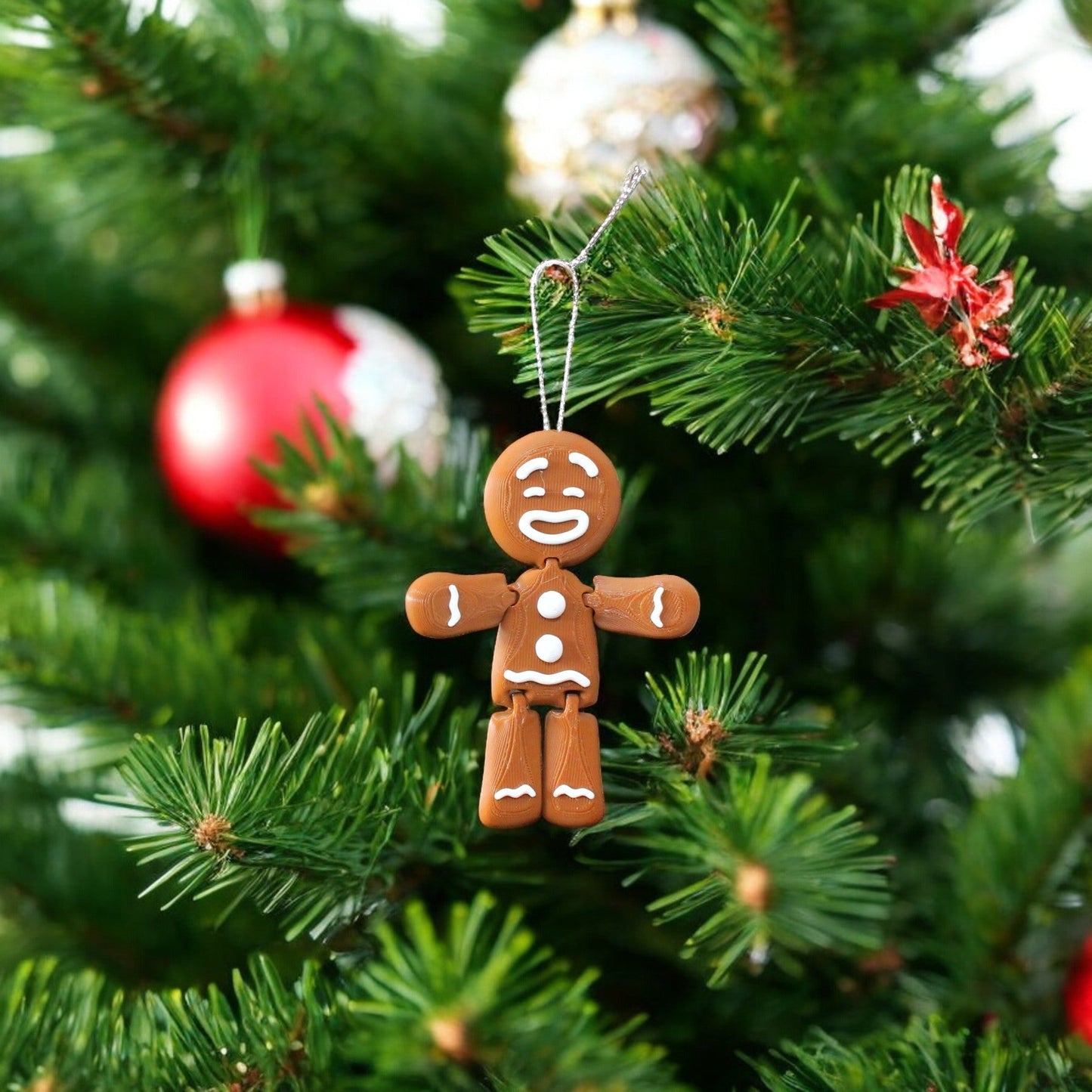 Gingerbread Man Flexi Ornament - Articulated Ornament - HL Designs - GMFO - PLA - GINGER