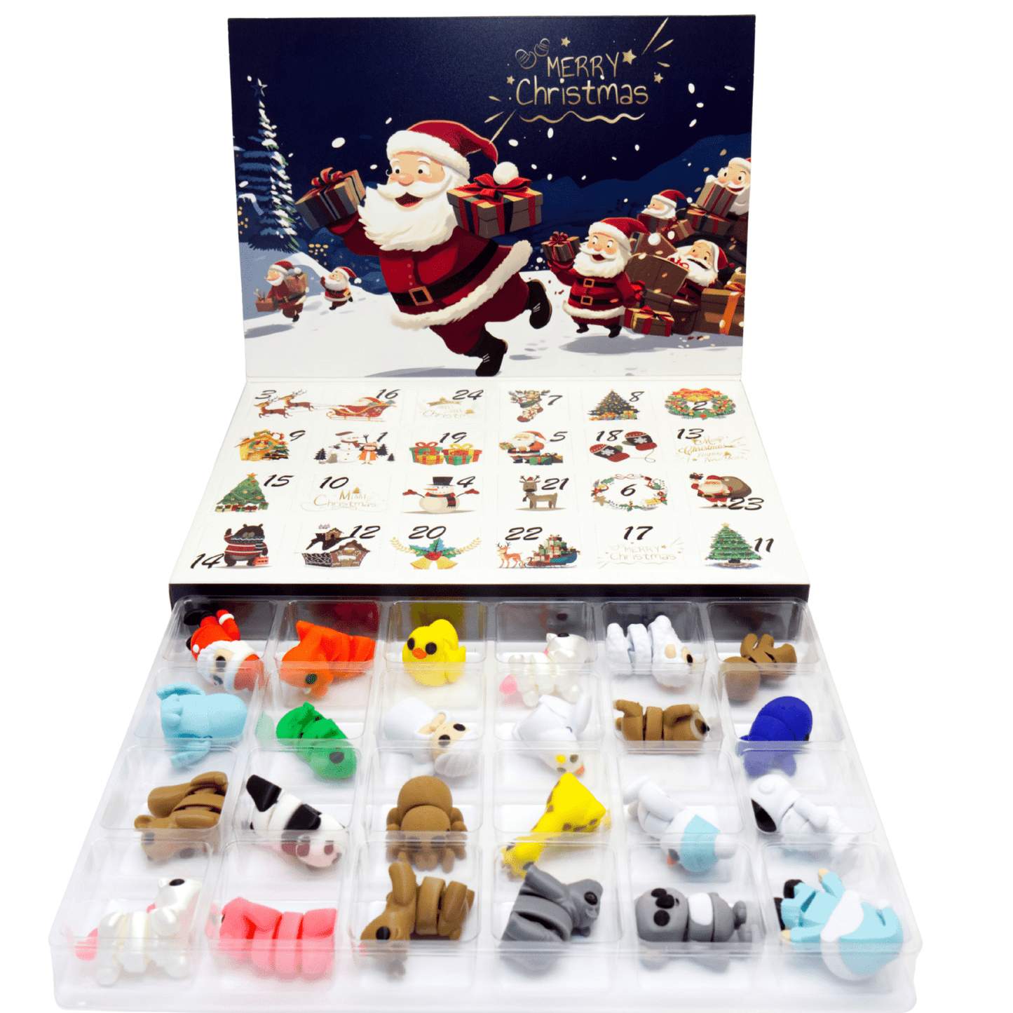 Jigglitz Christmas Advent Calendar – 6 Limited Edition Christmas Jigglitz + 18 Mystery Toys - Articulated Toy - HL Designs -