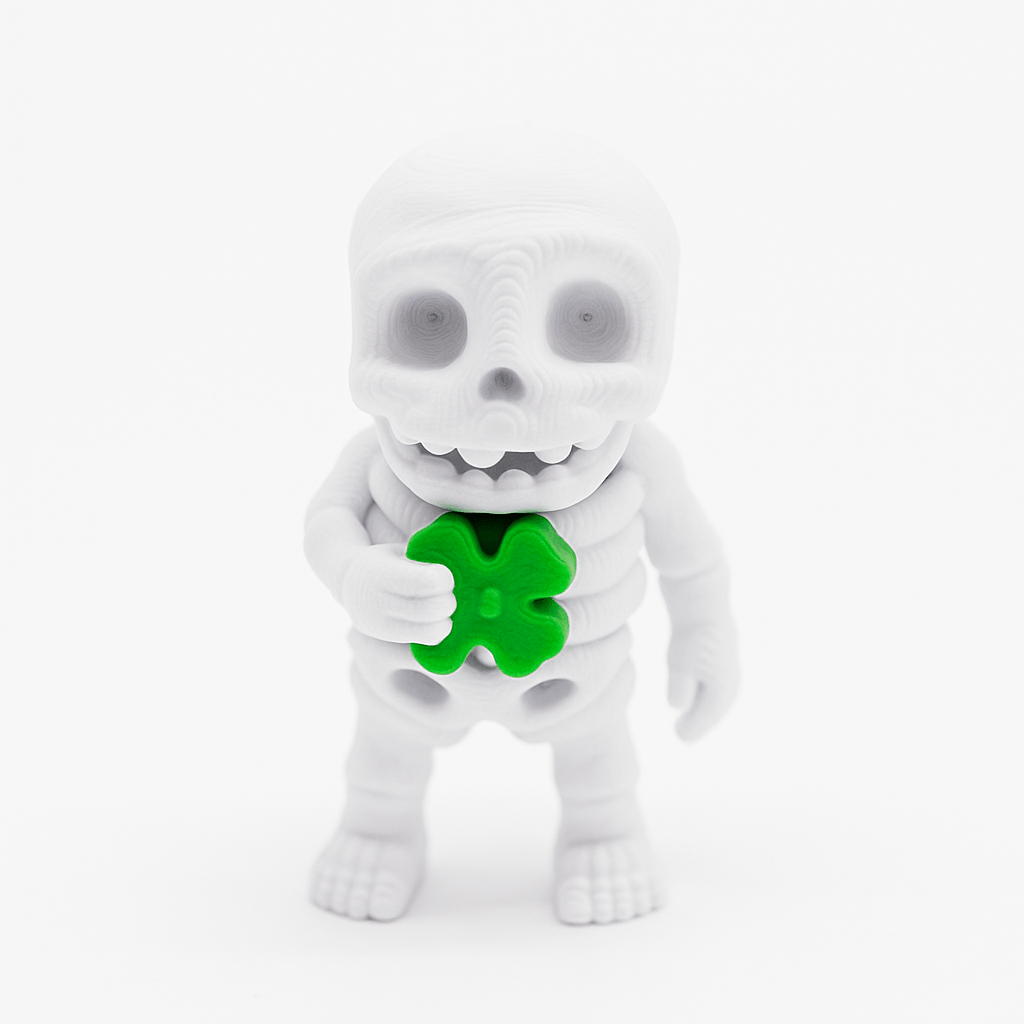 Lucky Clover Skeleton Jigglit – Flexible Fidget, Sensory | Collectible Gift for Kids & Adults - Articulated Toy - HL Designs - JIG-PLA-LCS