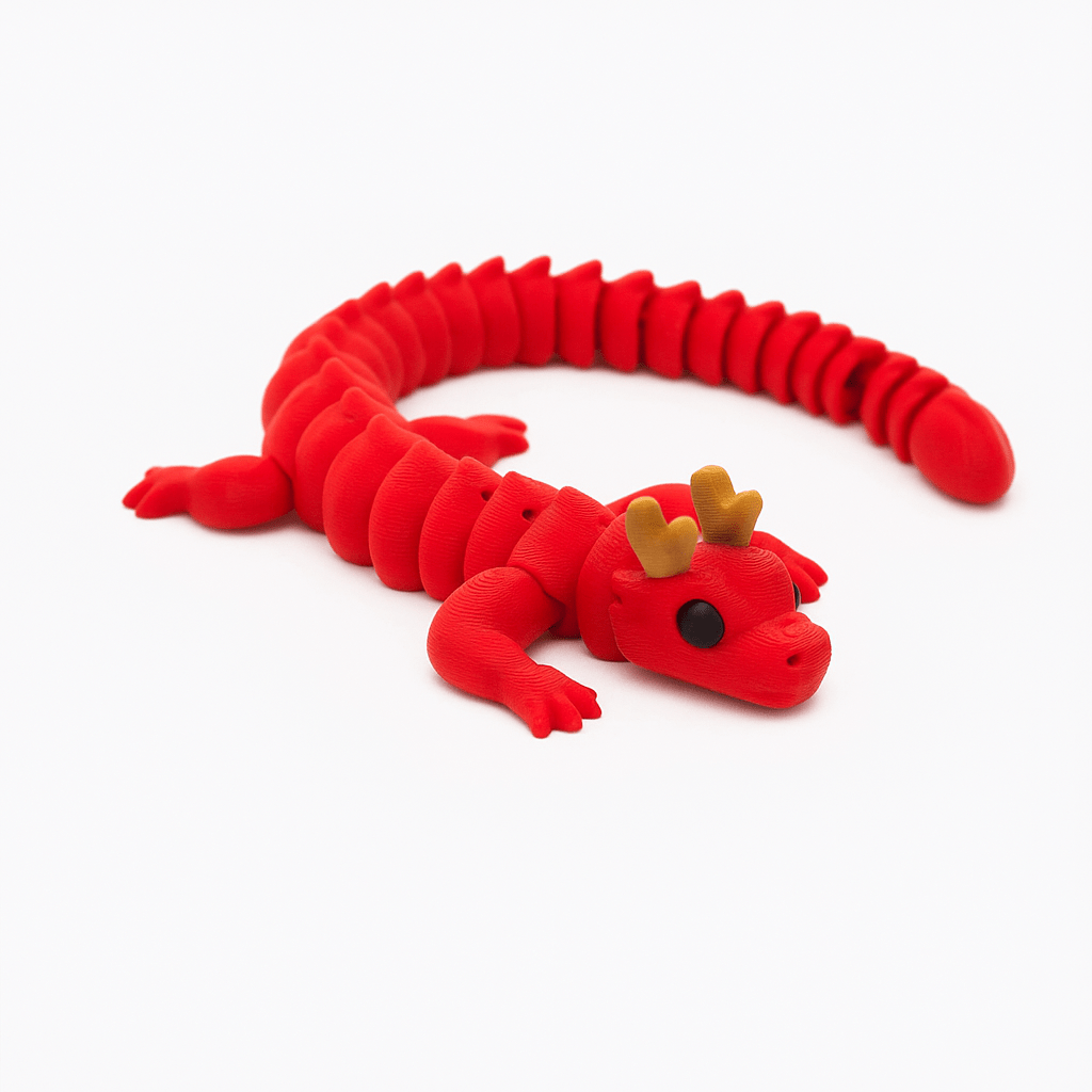 Magenta Dragon Jigglit – 3D Printed Articulated Magenta Dragon Toy | Flexible Fidget, Sensory | Collectible Gift for Kids & Adults - Articulated Toy - HL Designs - JIG-PLA-DRA-MAG