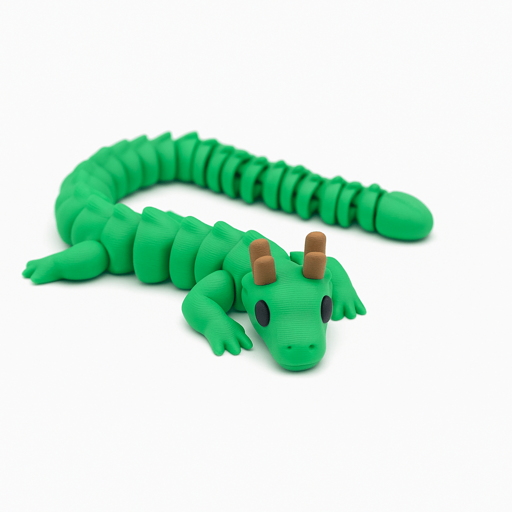 Dragon Green Jigglit – 3D Printed Articulated Green Dragon Toy | Flexible Fidget, Sensory | Collectible Gift for Kids & Adults - Articulated Toy - HL Designs - JIG-PLA-DRA-GRE
