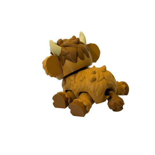 Highland Cow Flexi – 3D Printed Articulated Cow Toy | Flexible Fidget, Sensory Gift | Collectible for Kids & Adults - Articulated Toy - HL Designs - SKU - HLC - FLE